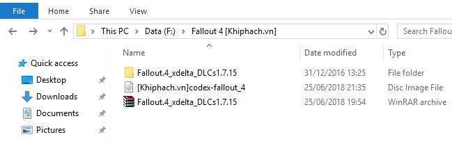 Bạn sẽ có 2 file để cài đặt Fallout 4. File folder kia là mình giải nén ra đấy