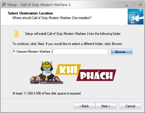 Chọn ổ đĩa cài đặt Call Of Duty Modern Warfare 2