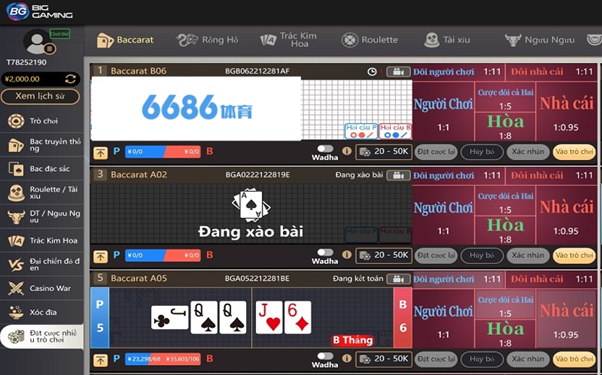 Sảnh Casino Big gaming tại 6686